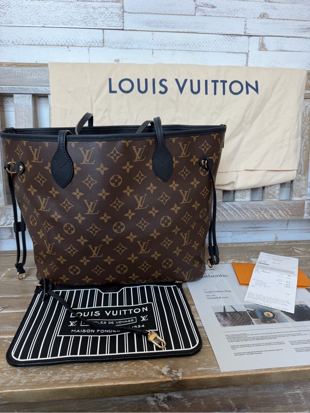 Louis Vuitton Monogram Neverfull Inside Out Reversible MM Noir